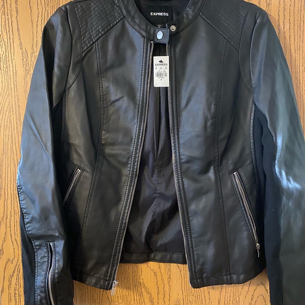 NWT Express  Black Leather Jacket